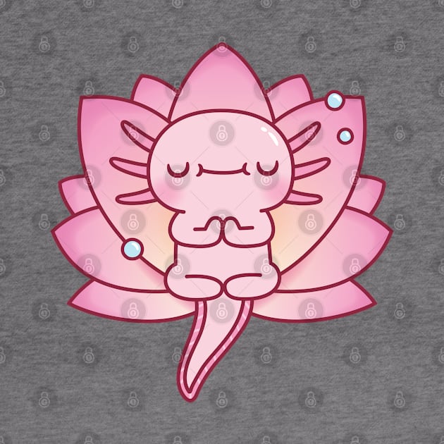 Cute Axolotl Relax Yoga Pose Lotus Flower by rustydoodle